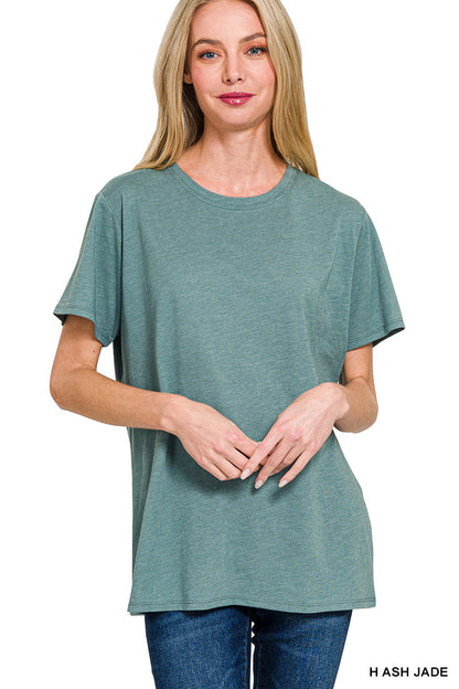Zenana Cotton Short Sleeve Boyfriend Tee Shirt