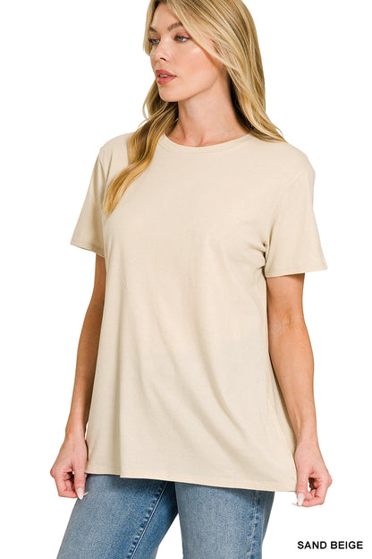 Zenana Cotton Short Sleeve Boyfriend Tee Shirt