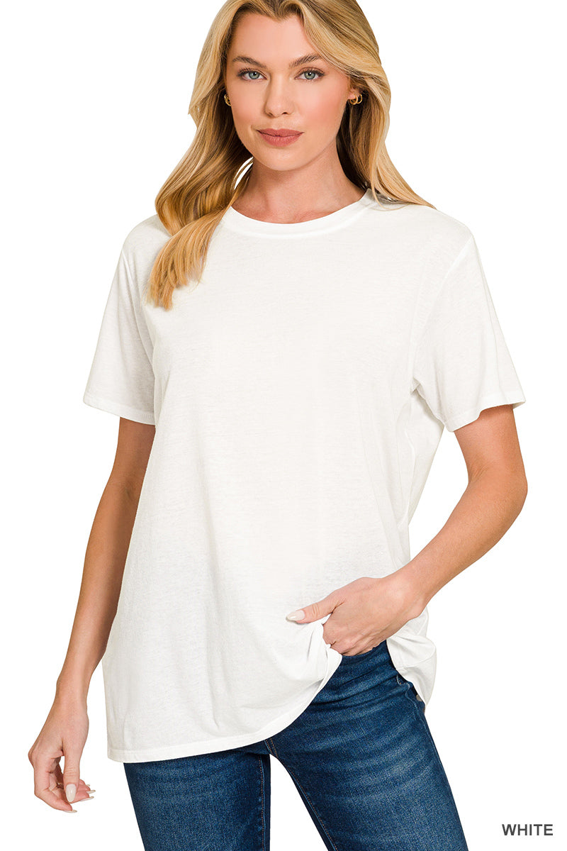 Zenana Cotton Short Sleeve Boyfriend Tee Shirt
