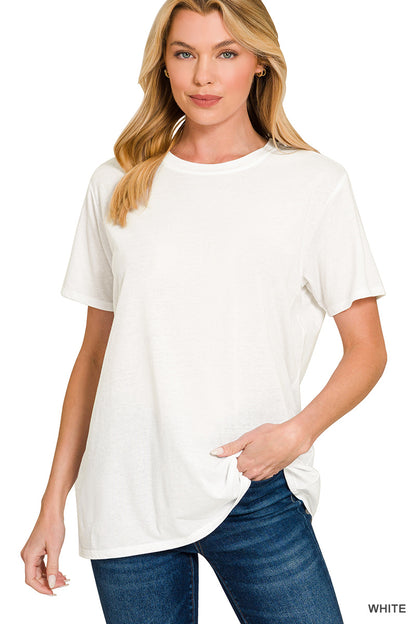 Zenana Cotton Short Sleeve Boyfriend Tee Shirt