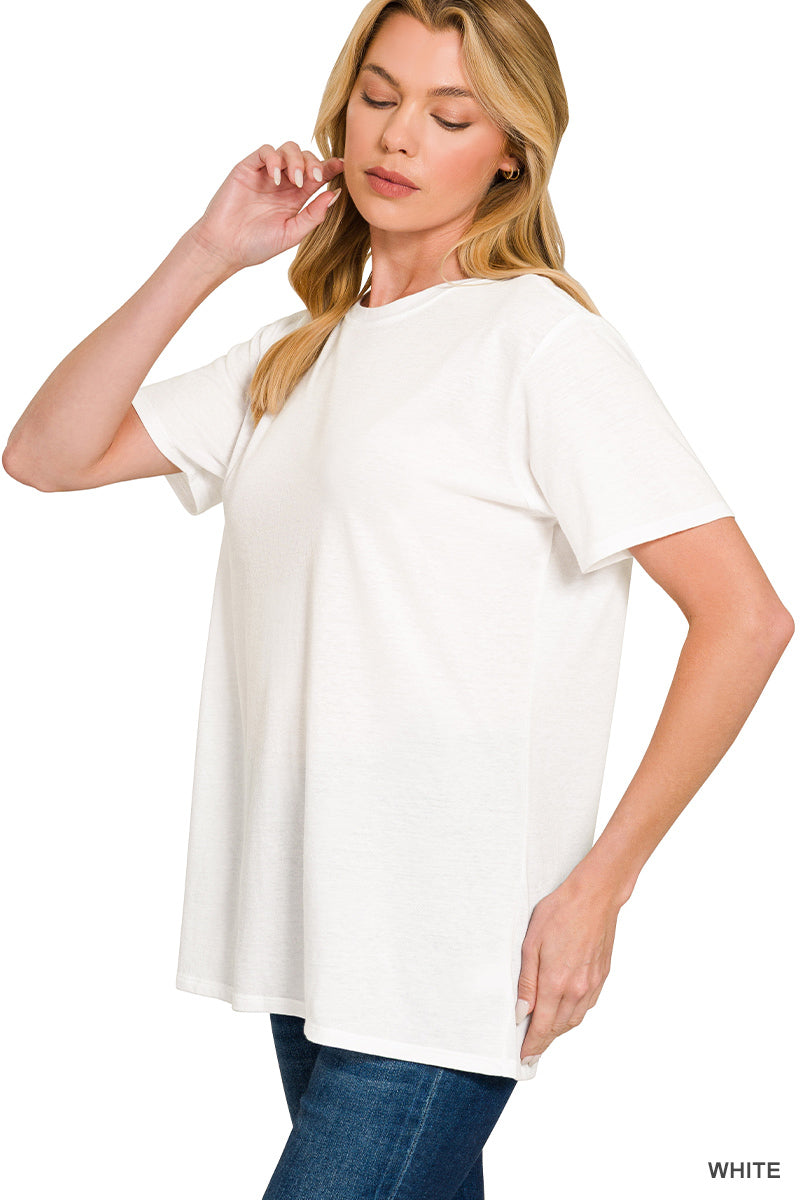 Zenana Cotton Short Sleeve Boyfriend Tee Shirt