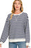 Zenana Striped Rib Banded Pullover 3483