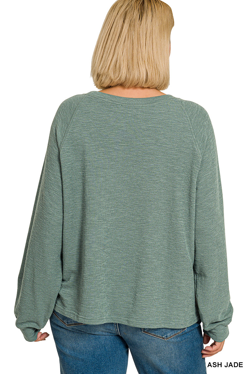 Zenana Slub Long Sleeve Top Shirt