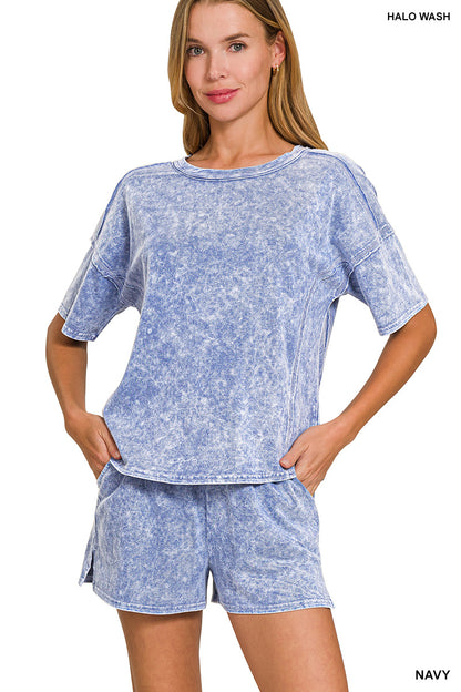 Halo Snow Washed Short Sleeve Tee Shirt