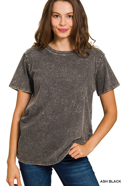 Washed Short Sleeve Cotton Top