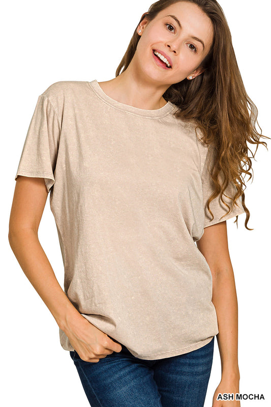 Washed Short Sleeve Cotton Top
