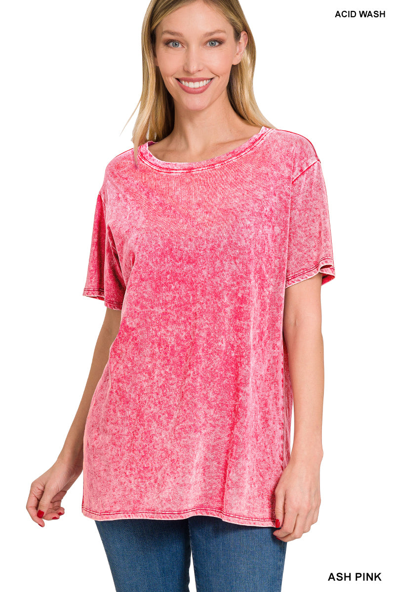 Washed Short Sleeve Cotton Top