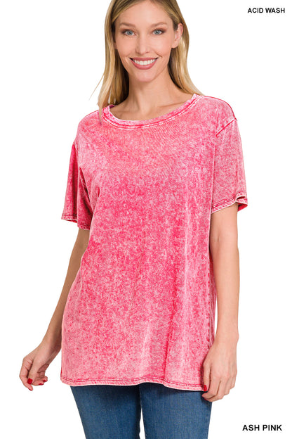 Washed Short Sleeve Cotton Top