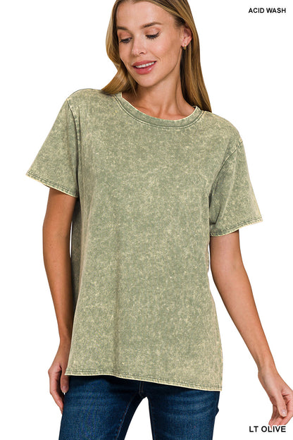 Washed Short Sleeve Cotton Top