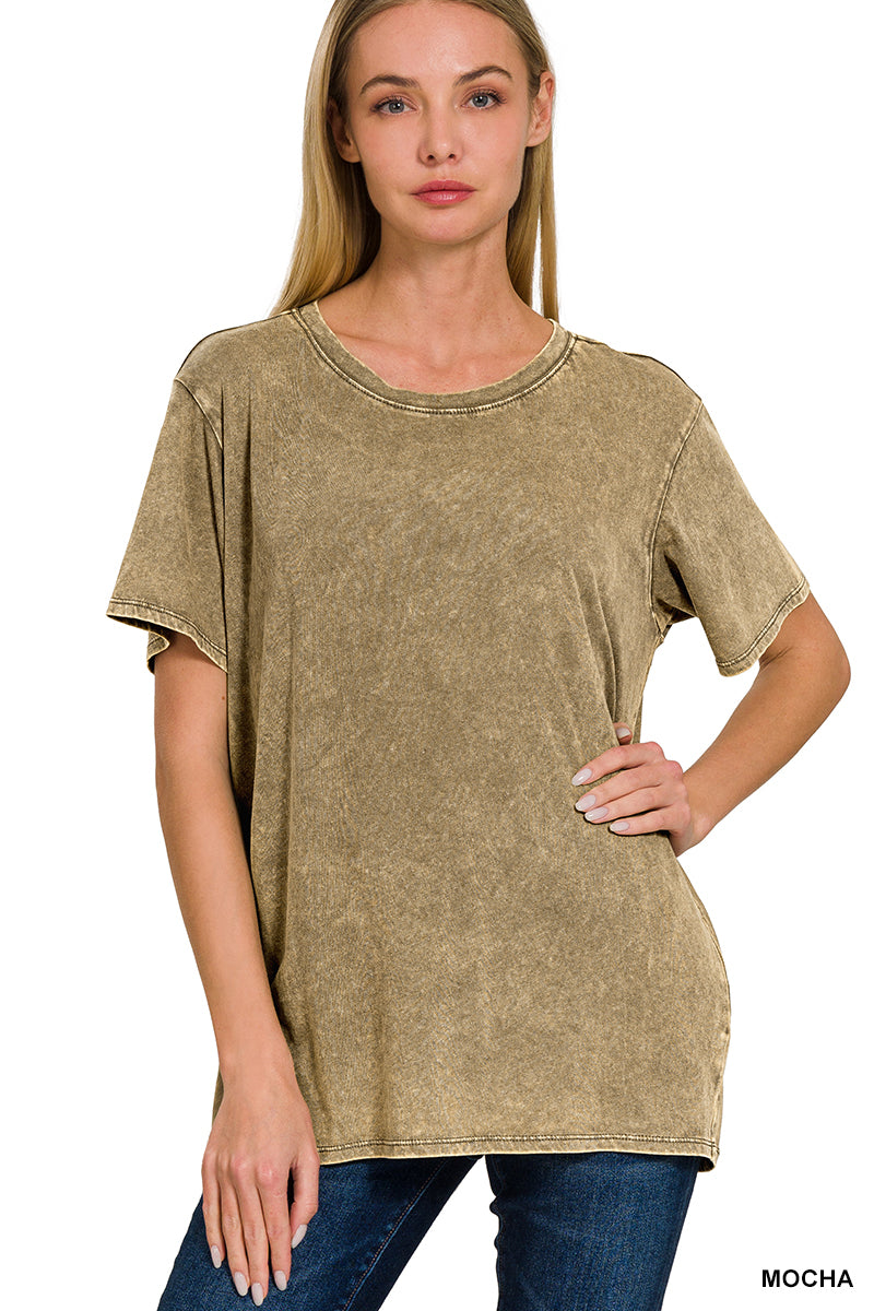 Washed Short Sleeve Cotton Top