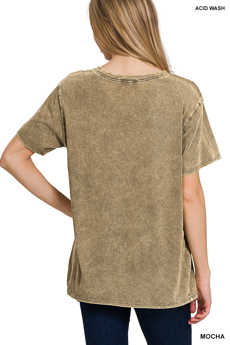 Washed Short Sleeve Cotton Top