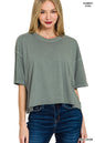 Zenana Pigment Dye & Enzyme Washed Oversized Crop Box Tee Shirt