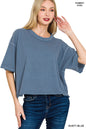 Zenana Pigment Dye & Enzyme Washed Oversized Crop Box Tee Shirt