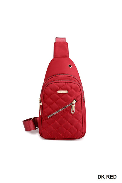 Quilted Multi Pocket Crossbody Sling Bag