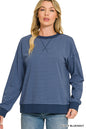 Zenana Striped Rib Banded Pullover 3591Y