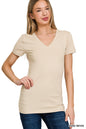 Basic cotton v-neck Short Sleeve T Shirt Zenana