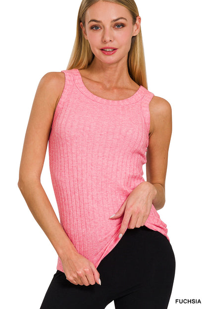 Ribbed Scoop Neck Sleeveless Tank Top Zenana