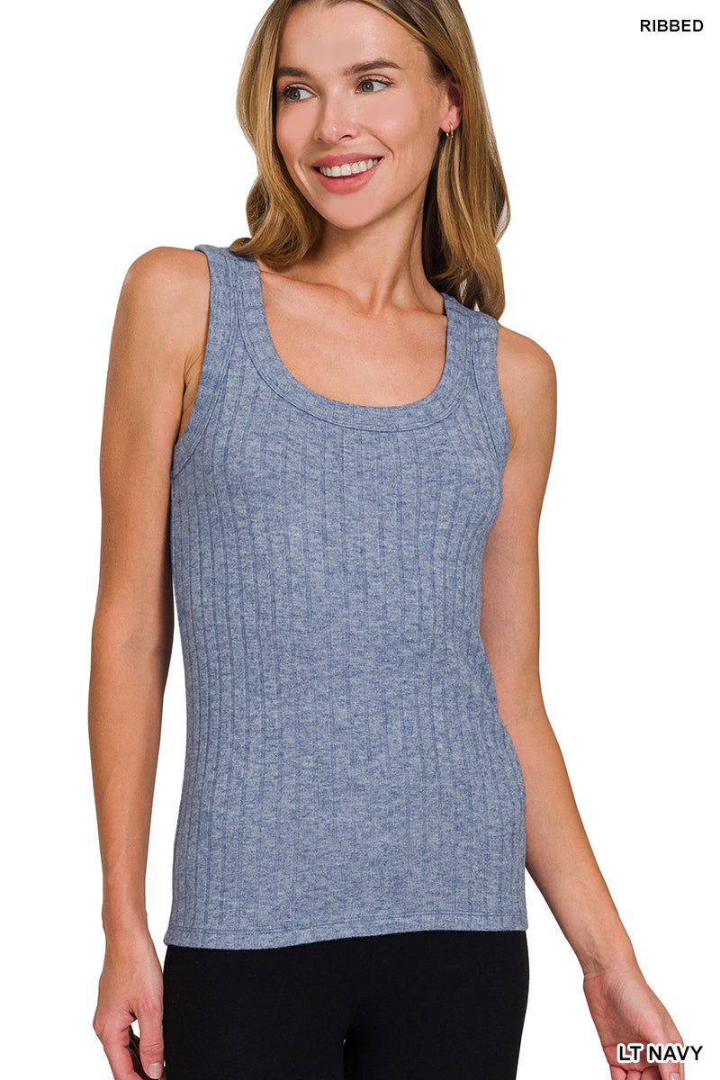 Zenana Melange Rib Tank Top