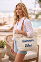 Summer Vibes Canvas Tote With Fringe Bag
