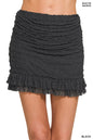 Zenana 6431 Ruched Mini Skirt with Built-In Shorts