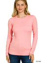 Brushed Microfiber Long Sleeve Round Neck Basic Tee T Shirt
