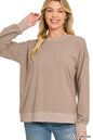 Zenana Striped Rib Banded Pullover 3591Y