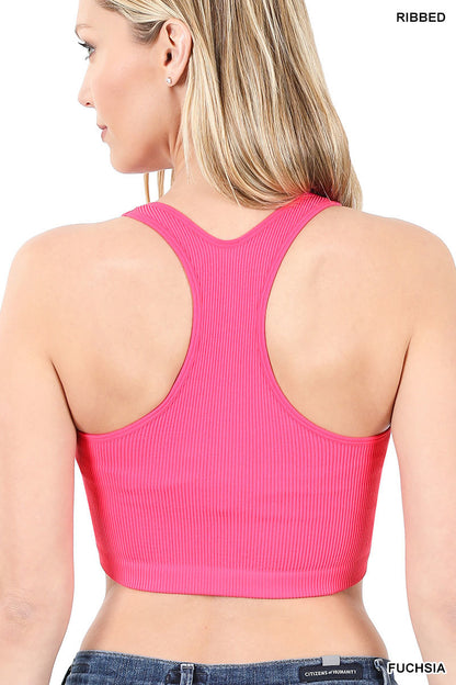 Ribbed Cropped Racerback Tank Top Zenana