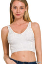 Washed ribbed Cropped Seamless V-Neck Tank Top Zenana