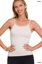 Zenana Stone-Washed Ribbed Seamless Tank Top w/ Removable Pads