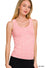 2 way neckline washed ribbed cropped tank top scoop & boat neck Zenana