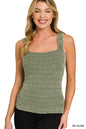 Zenana Seamless Wrinkle Stone Washed Tank Top