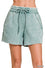 Acid Wash Fleece Drawstring Shorts with pockets Zenana