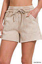 Acid Wash Fleece Drawstring Shorts with pockets Zenana