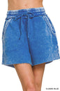 Acid Wash Fleece Drawstring Shorts with pockets Zenana