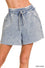 Acid Wash Fleece Drawstring Shorts with pockets Zenana