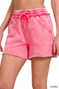 Acid Wash Fleece Drawstring Shorts with pockets Zenana