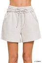 Acid Wash Fleece Drawstring Shorts with pockets Zenana
