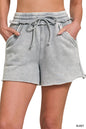 Acid Wash Fleece Drawstring Shorts with pockets Zenana