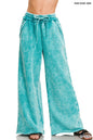 Acid Wash Fleece Palazzo Sweatpants with Pockets Zenana Wide Leg