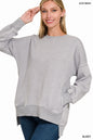 Acid Wash Fleece Hi-Low Hem Pullover with Pockets Zenana