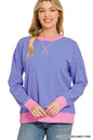 Zenana Striped Rib Banded Pullover 3591Y