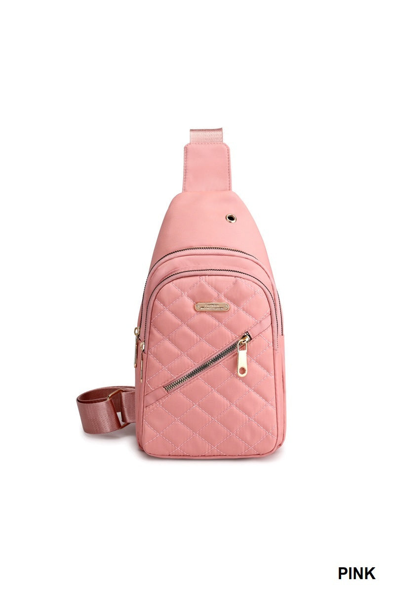 Quilted Multi Pocket Crossbody Sling Bag