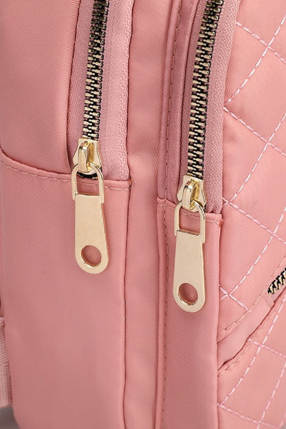 Quilted Multi Pocket Crossbody Sling Bag