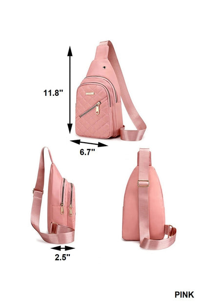 Quilted Multi Pocket Crossbody Sling Bag