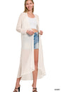 Zenana Mesh Open Front Cardigan