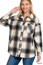 Oversized Yarn Dyed Plaid Longline Shacket with Pockets