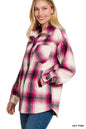 Oversized Yarn Dyed Plaid Longline Shacket with Pockets