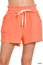 Double gauze elasticband Drawstring Waist shorts with pockets Zenana