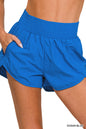 Windbreaker Smocked Waistband Running Shorts Zenana