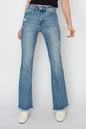 High Rise Vintage Frayed Hem Bootcut Jeans Risen